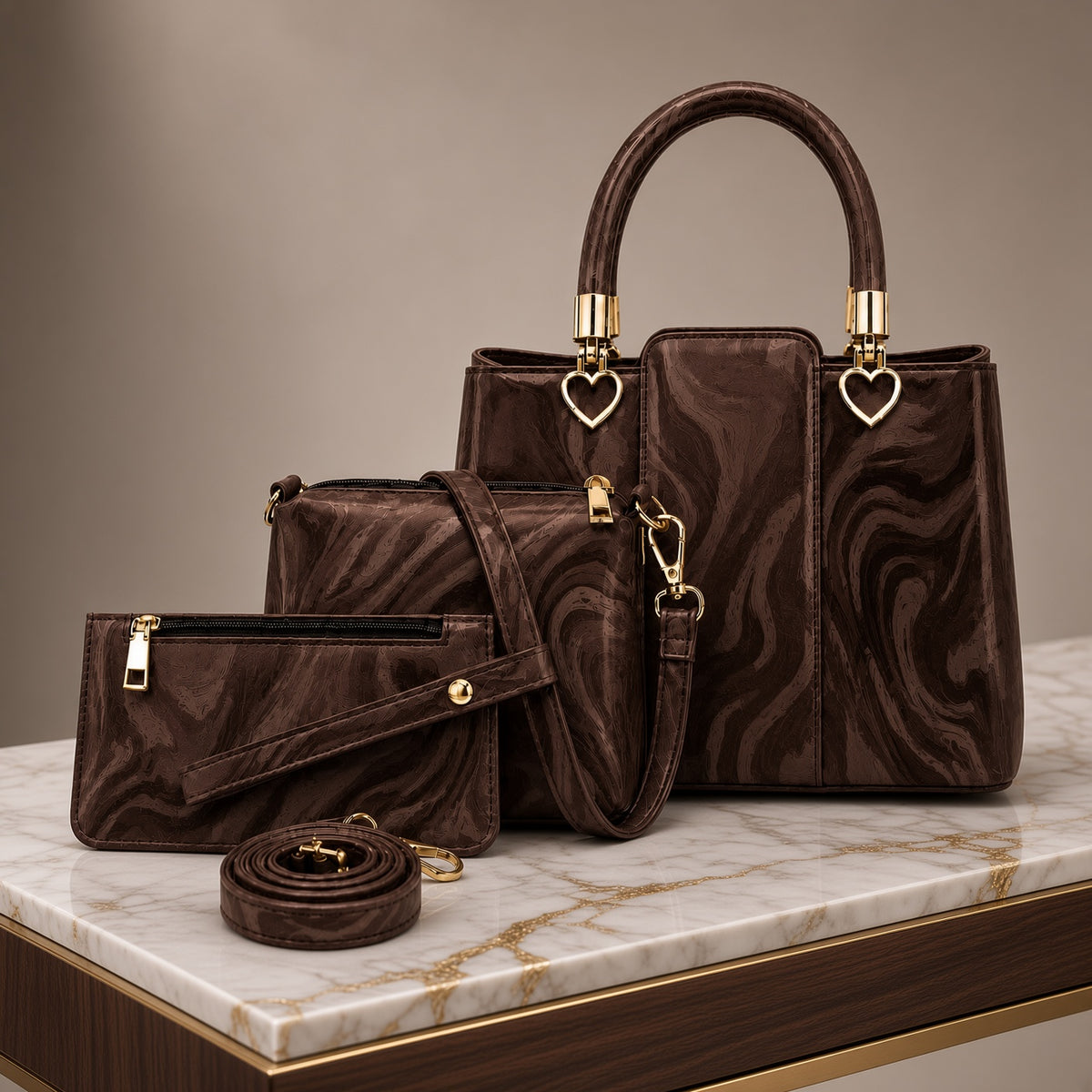 Dior Marbal Texture High Quality 3Pcs Shoulder Bag