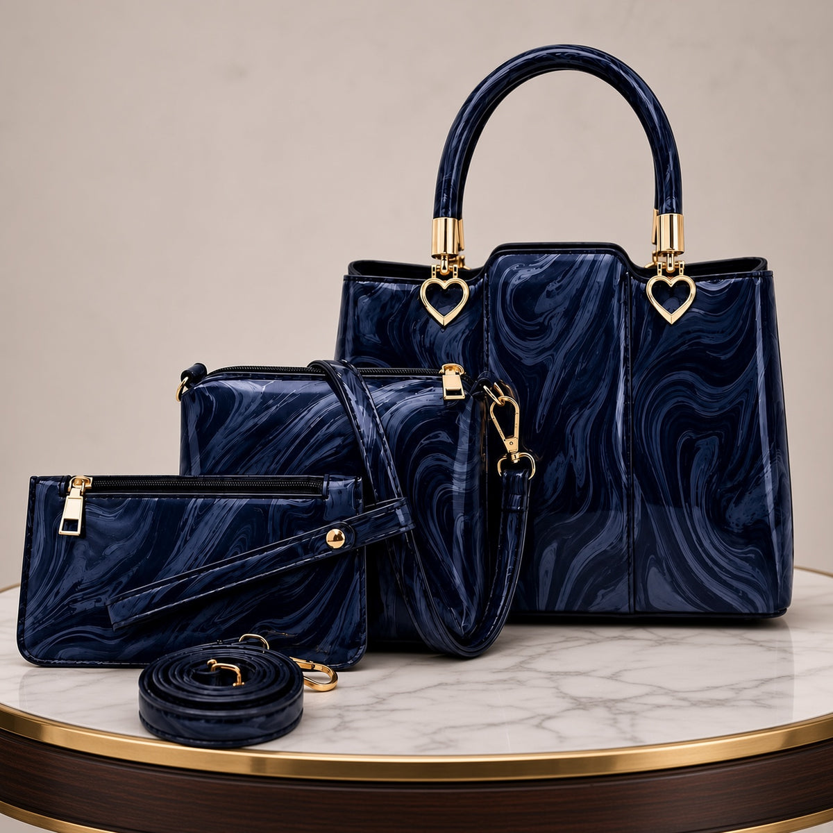 Dior Marbal Texture High Quality 3Pcs Shoulder Bag