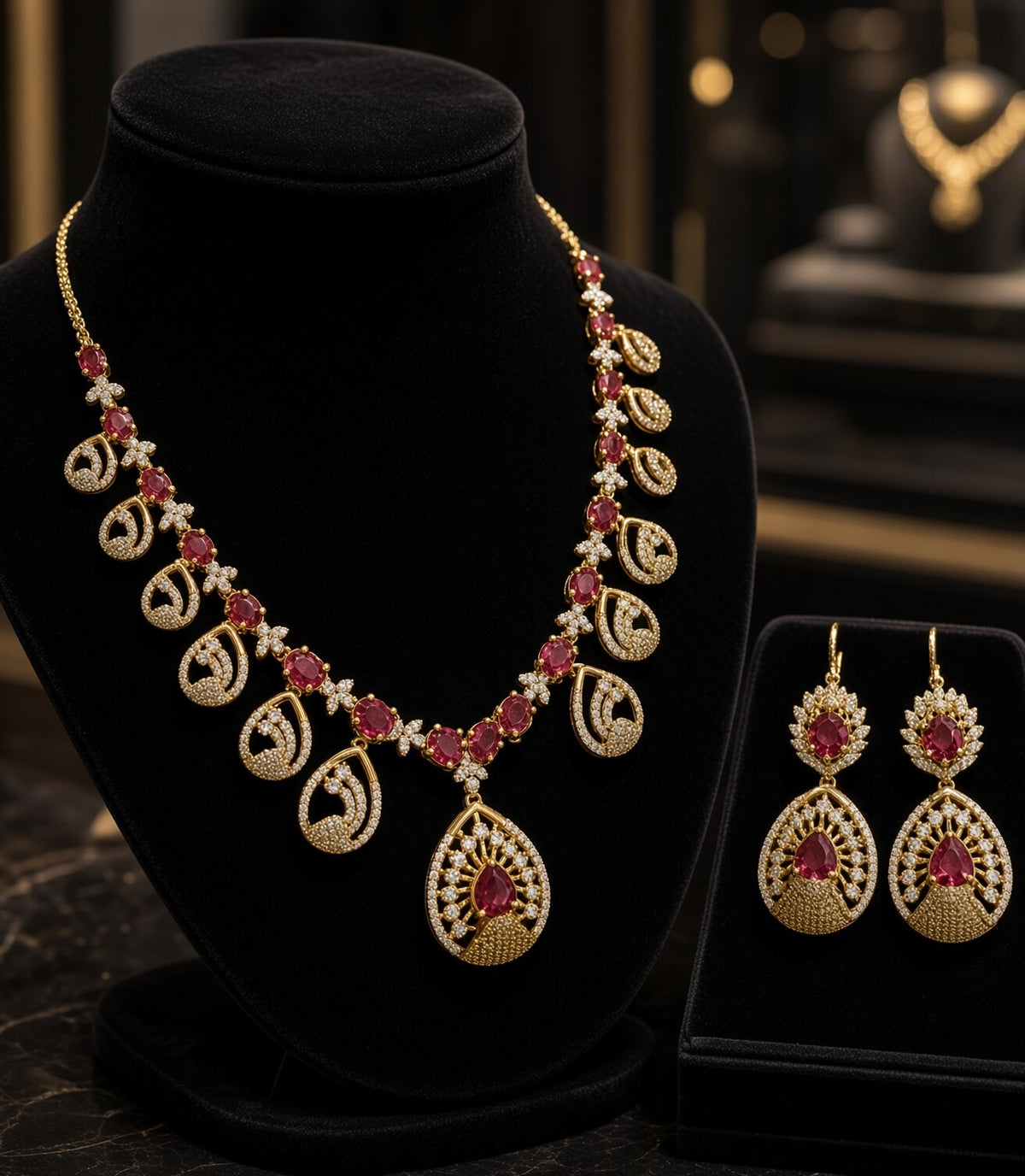 ✨ Emerald Peacock Jewelry Set