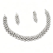 Silver AD Marquise Necklace Set with Earrings