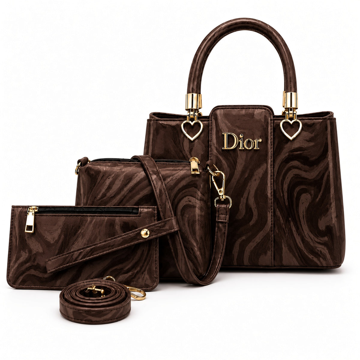 Dior Marbal Texture High Quality 3Pcs Shoulder Bag