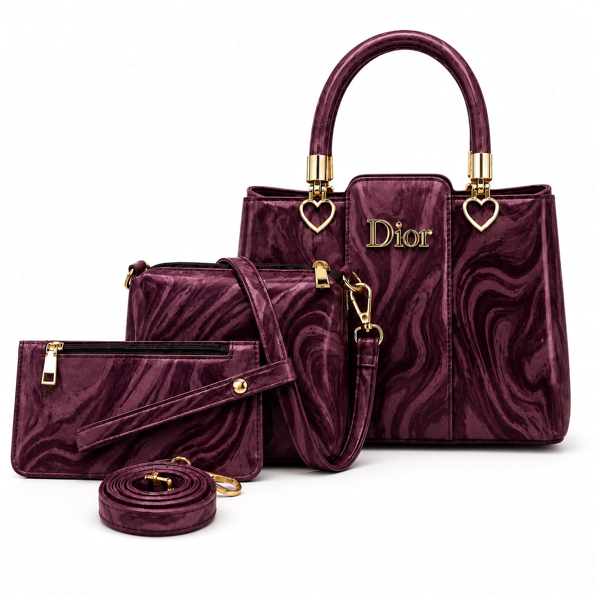 Dior Marbal Texture High Quality 3Pcs Shoulder Bag